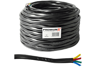 PREMIUMX 50m Basic PRO Quattro Koaxial SAT Kabel 90dB 2-Fach Schwarz Antennenkabel