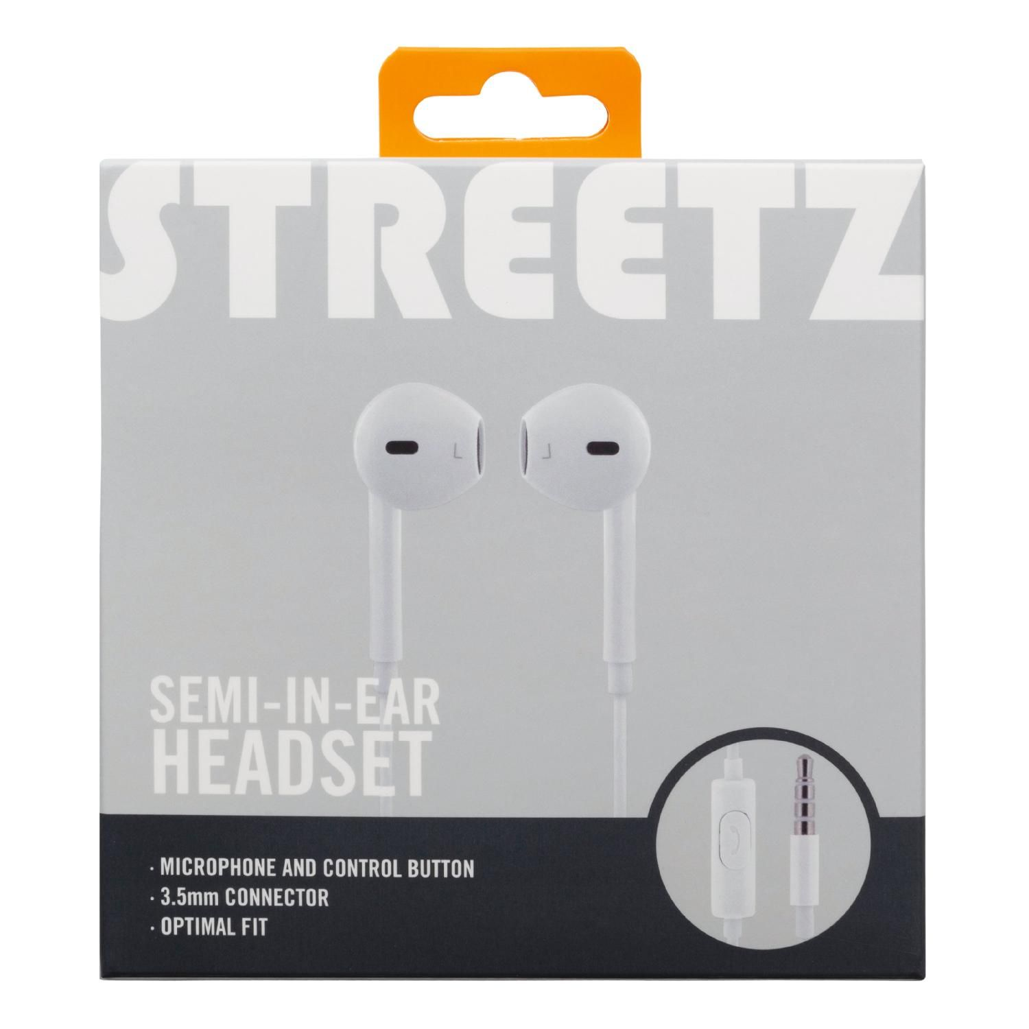 Headset/Kopfhörer, weiß In-ear STREETZ Semi-In-Ear In-Ear-Kopfhörer