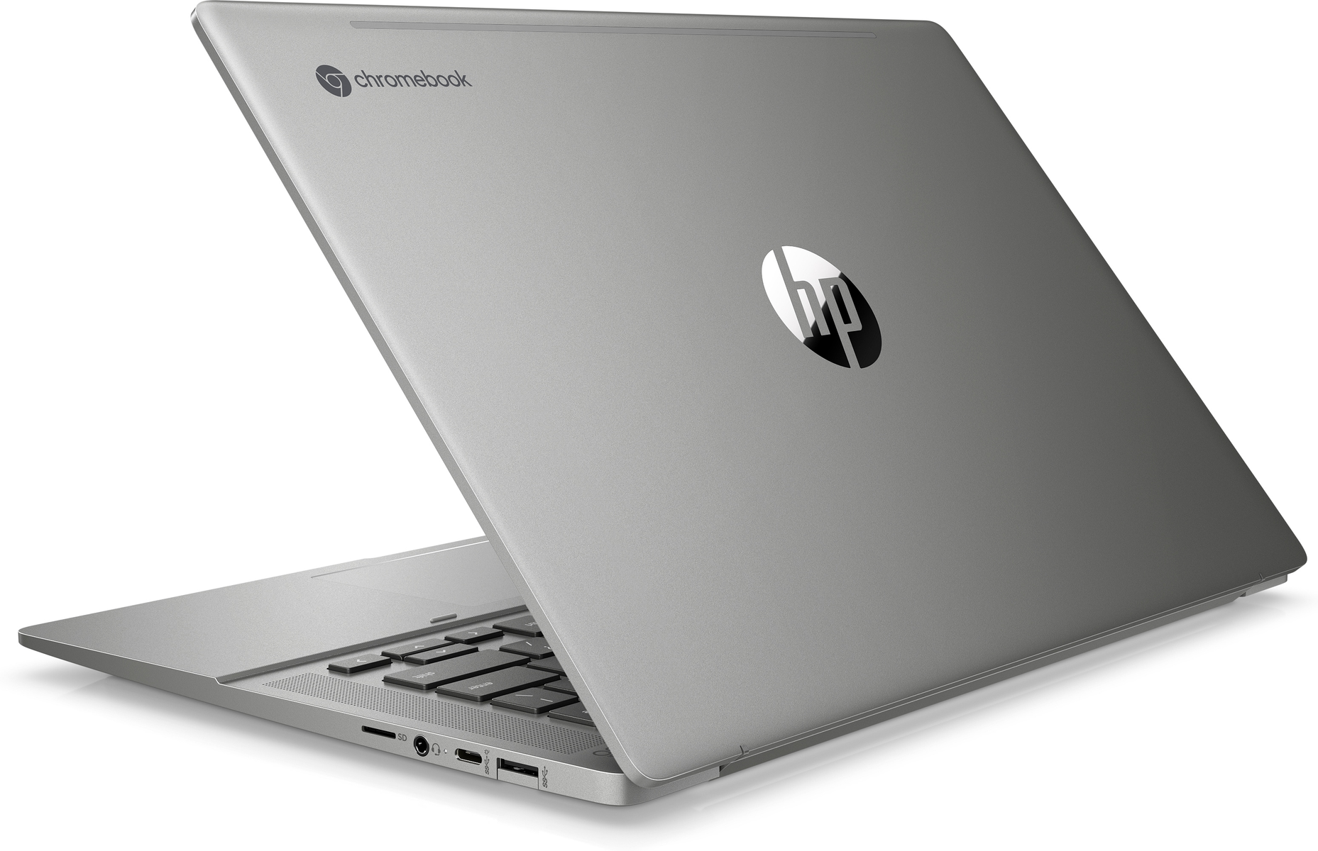 HP 14b-na0005ns, Notebook mit 14 GB RAM, 4 64 Silber AMD, eMMC, Zoll Display, GB