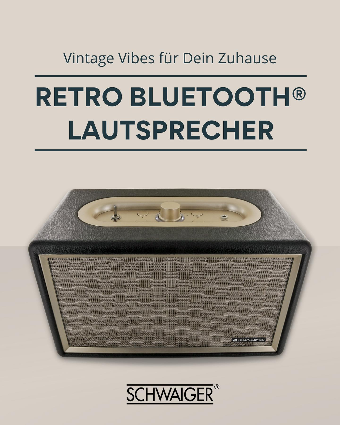 (Stereo, Schwarz) Bluetooth SCHWAIGER Retro -661705- Lautsprecher