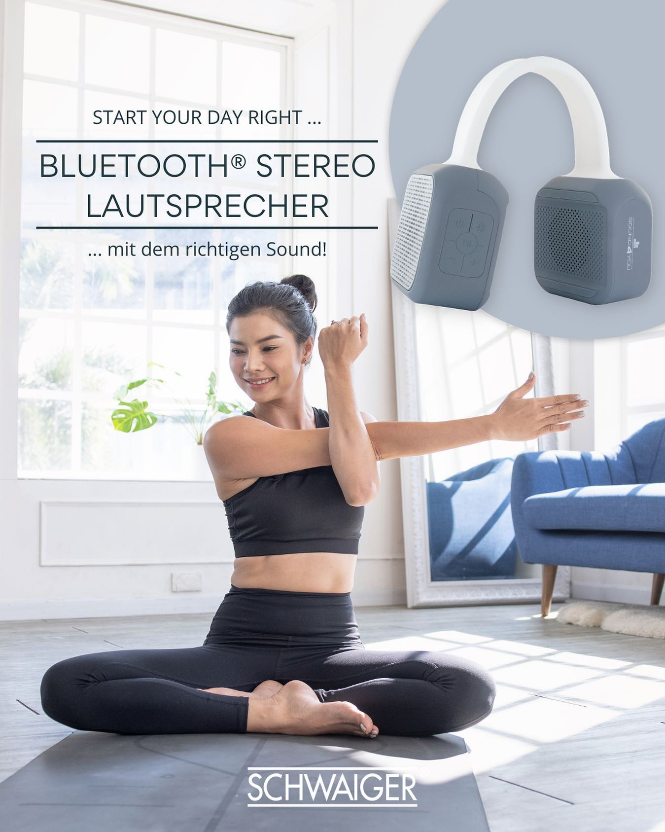 SCHWAIGER -661699- Bluetooth Stereo (Stereo, Weiß/Grau) Lautsprecher