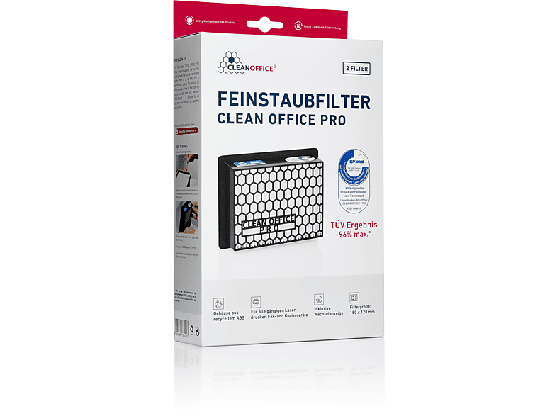 CLEAN OFFICE Laserdrucker Feinstaubfilter Universal Doppelpack Feinstaubfilter für PRO