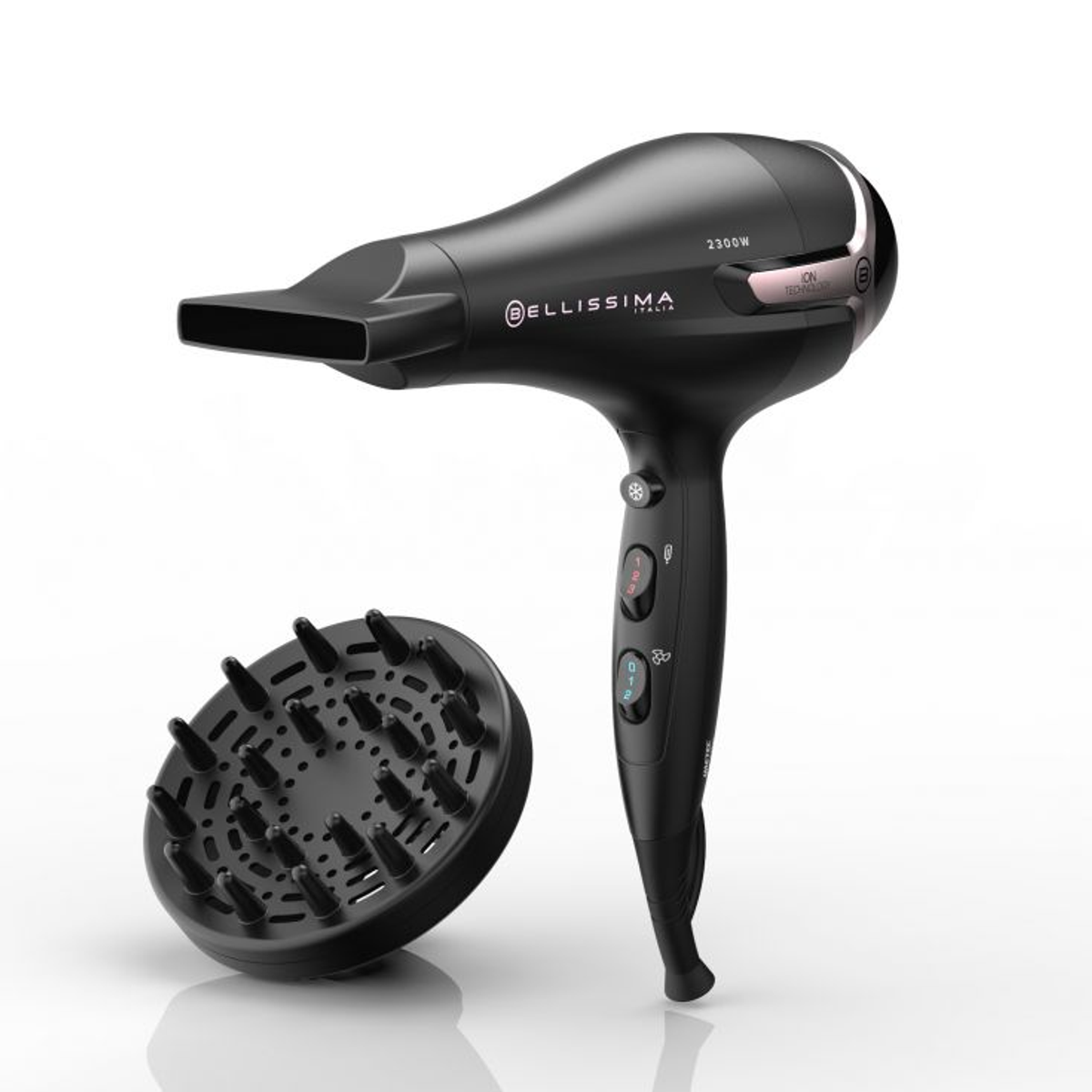 Secador de pelo - 11523 BELLISSIMA, 2300 W, 3 niveles temperatura, Negro