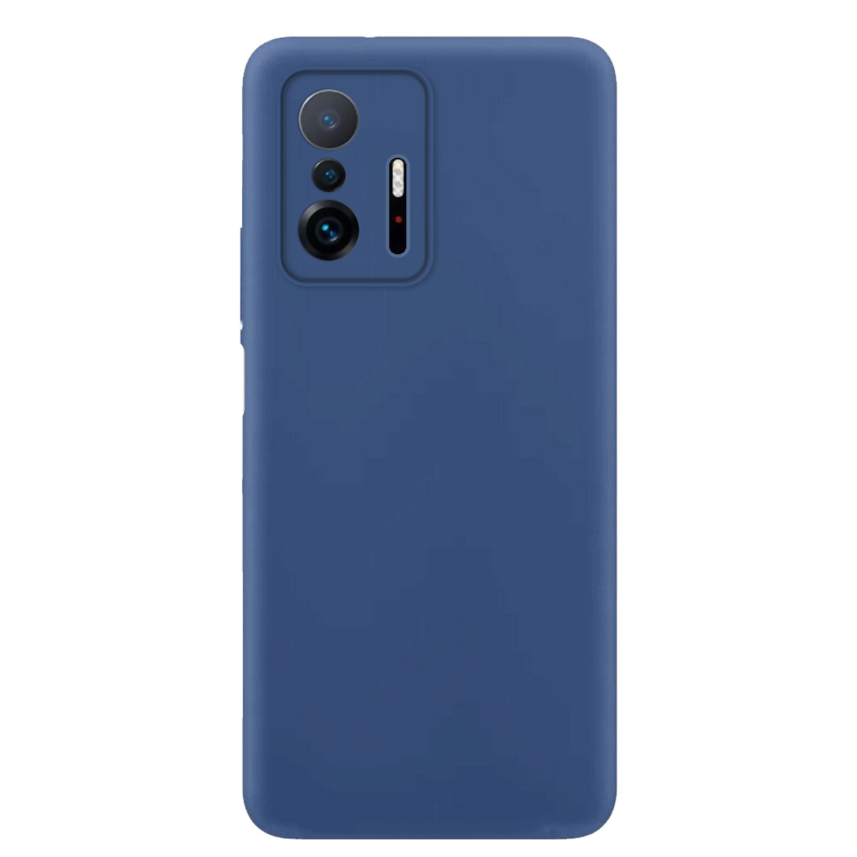 Blaue Handyhülle mit Kameralinsen. Die Hülle ist blau und bedeckt die Rückseite des Telefons.
