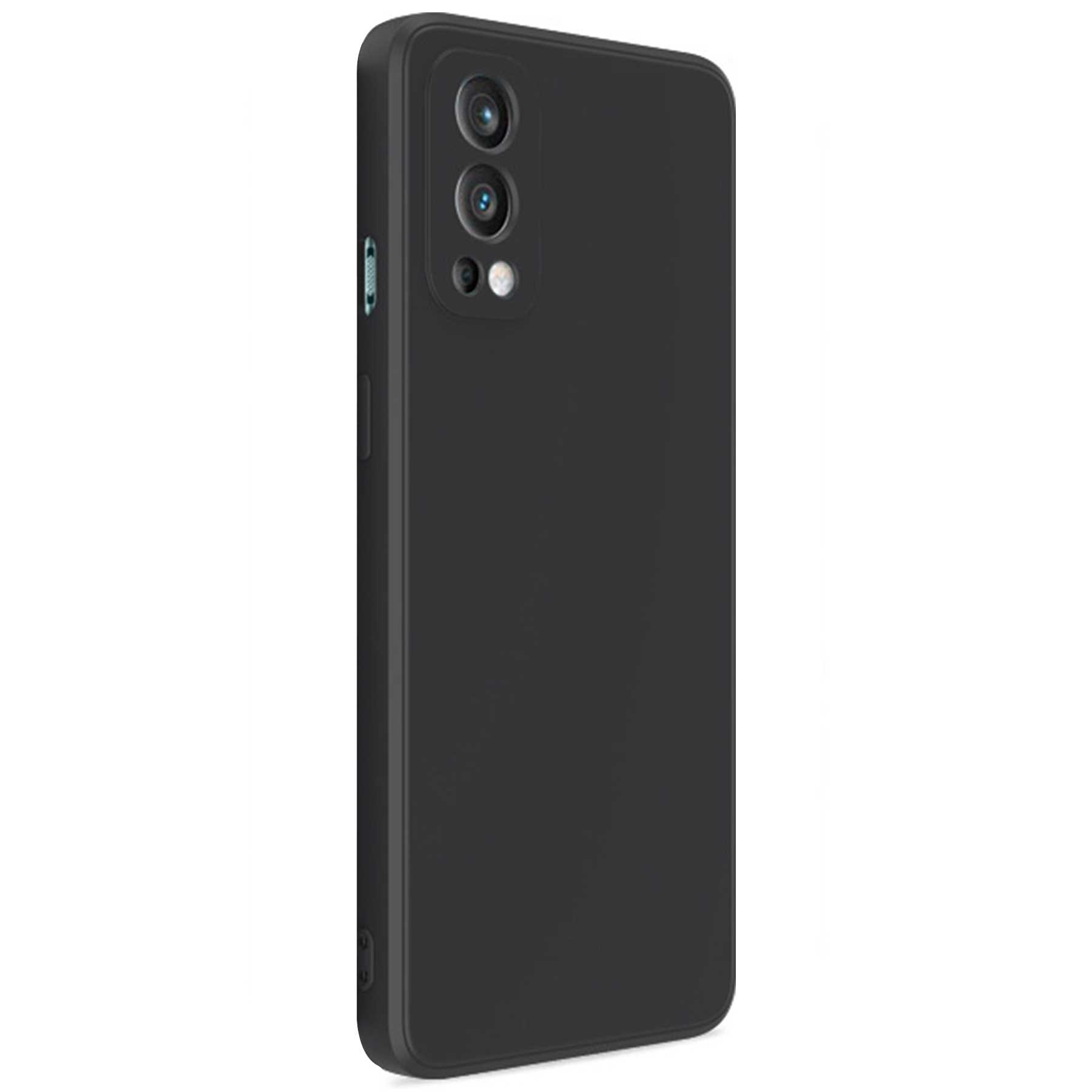 Eine schwarze Handyhülle für ein Smartphone mit drei Kameralinsen.
