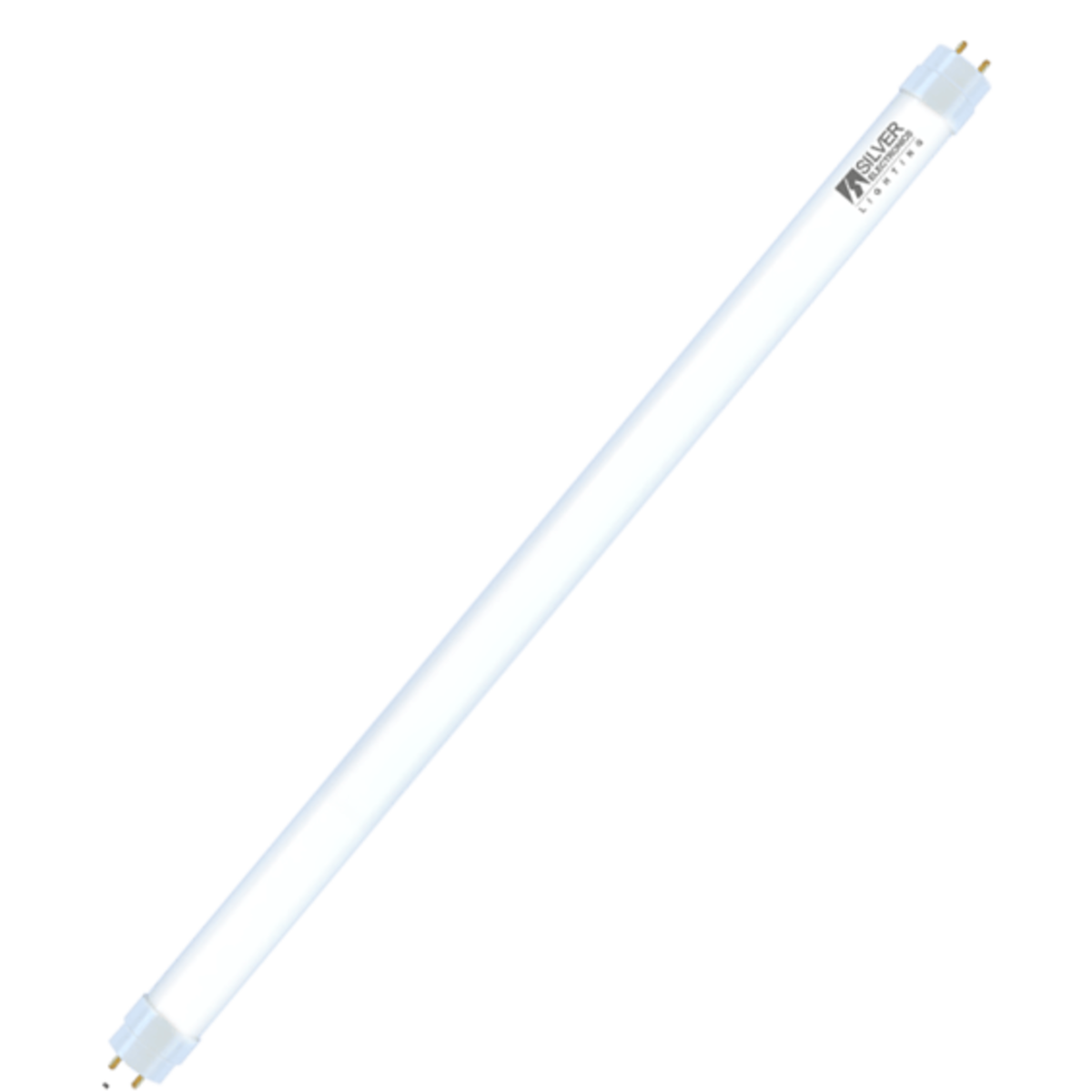 Un tubo de luz fluorescente, blanco y cilíndrico, sobre fondo oscuro.