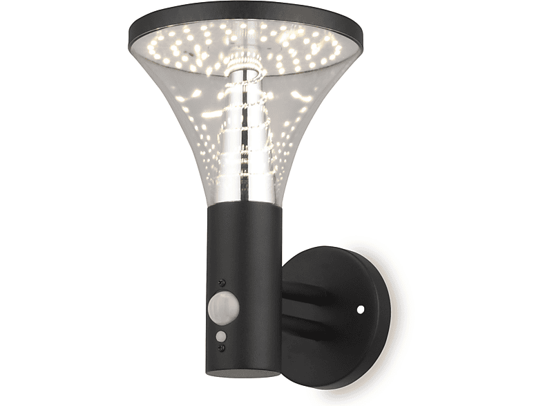 KIOM Durazzo schwarz 600 lm Bewegungsmelder + Dauerlicht 11028 Solar Wandleuchte warmweiß