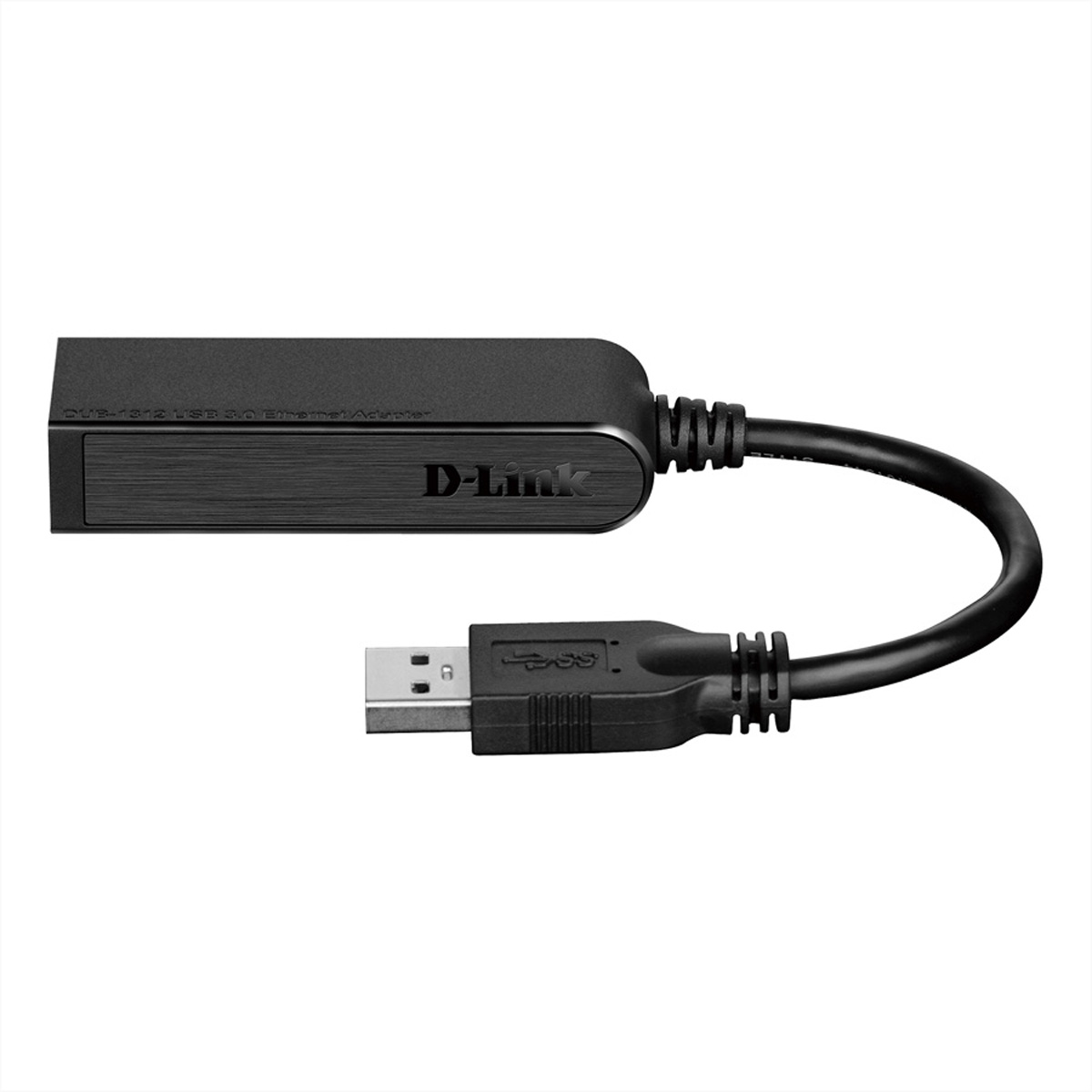 Adattatore USB a Ethernet D-Link nero con cavo USB.