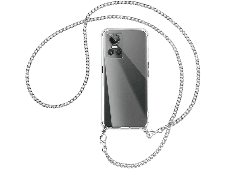 MTB MORE Kette GT Backcover, Metallkette, 3, mit ENERGY (silber) Umhänge-Hülle Neo Realme