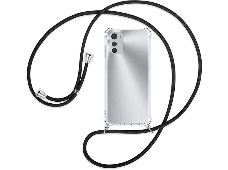 E32, / Moto Schwarz E32S, Motorola, mit ENERGY MTB MORE Backcover, Umhänge-Hülle Silber Kordel,