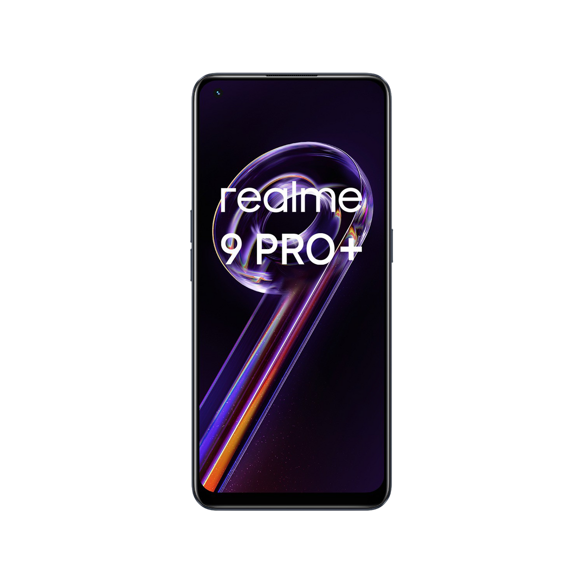 Smartphone Realme 9 Pro+ sobre fondo negro.