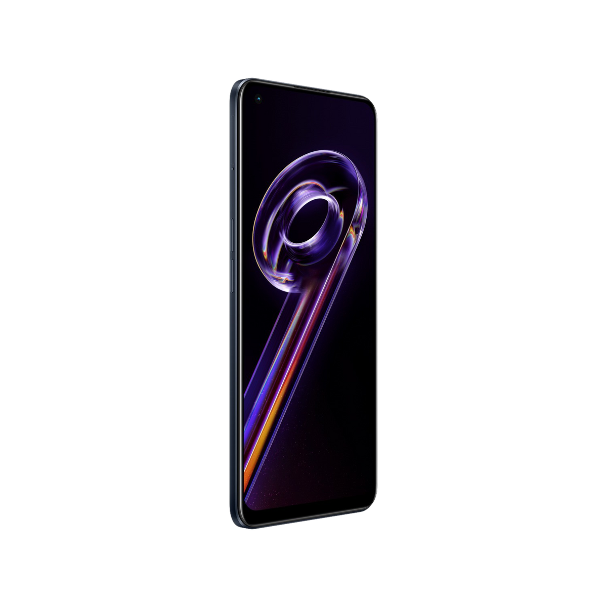 Smartphone moderno con pantalla curva, en un entorno oscuro.