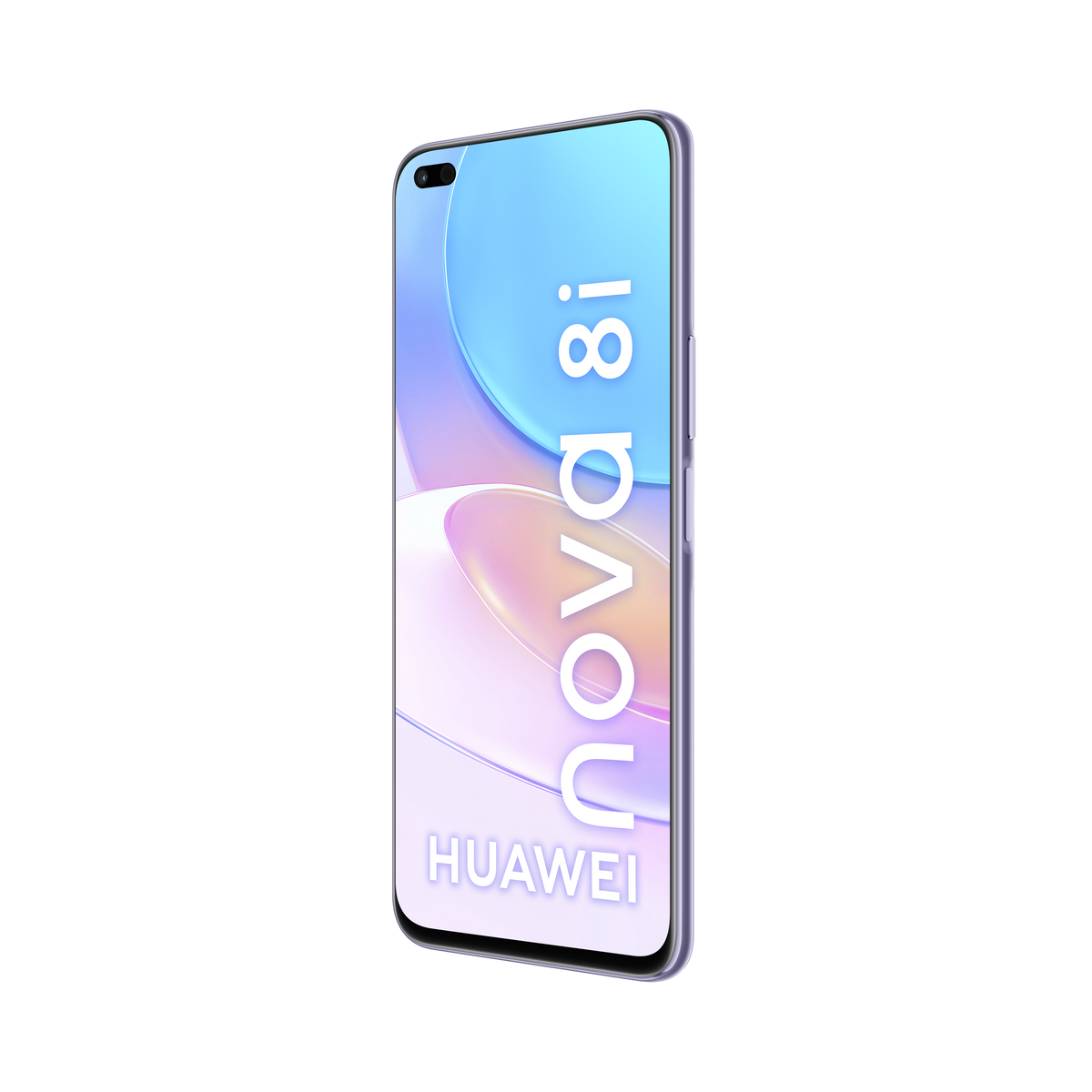 Ein lila Smartphone, das das Logo 'nova 8i' auf dem Bildschirm zeigt. Der Rahmen ist heller lila.