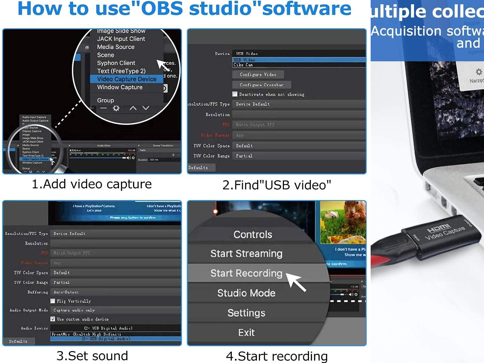 Tutorial sobre el software OBS Studio, mostrando los pasos para la captura y grabación de vídeo.
