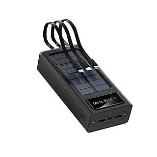 Powerbank - KLACK CARGADOR SOLAK SOLAR, 20000 mAh, USB, Batería teléfono altavoz auriculares Negro