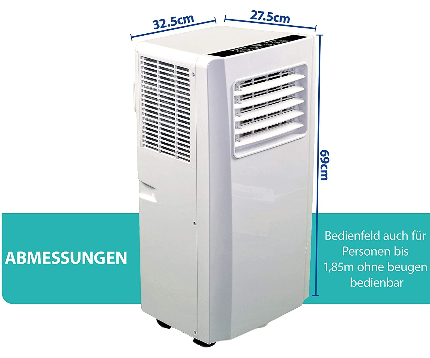 JUNG TV03 mobiles Klimagerät mit m², Fernbedienung, (Max. KW Raumgröße: EEK: Weiß A) 2,0 65