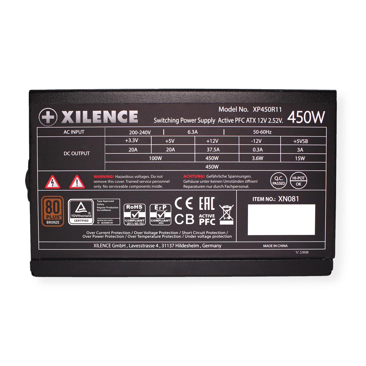 XILENCE Performance A+ III Serie 450 Netzteil PC Watt