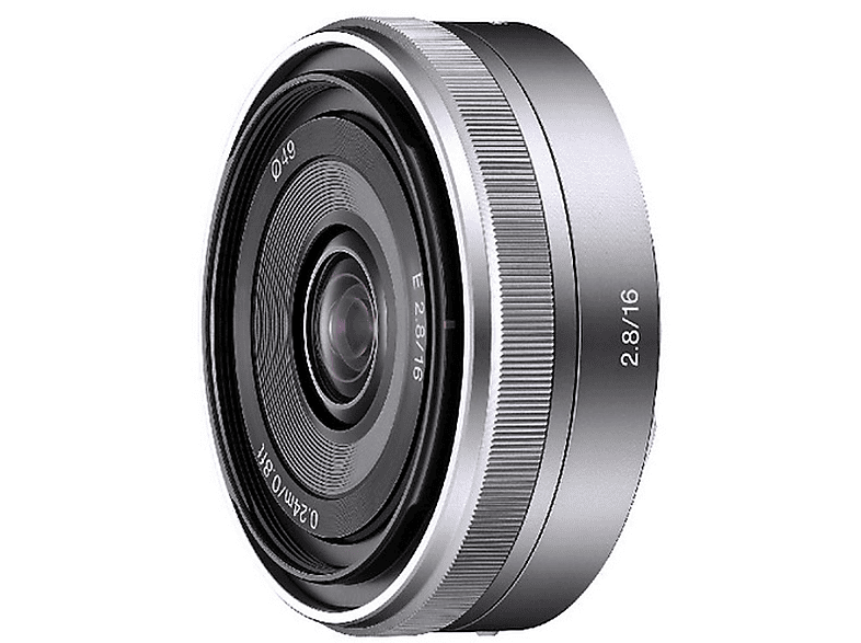 SONY SEL 16F28 F2,8/16MM E-MOUNT - 16 mm f/2.8 ASPH, Circulare Blende (Objektiv für Sony E-Mount, Silber)