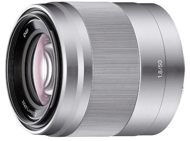 SONY SEL 50 F 18 - 50 mm f/1.8 OSS, Circulare Blende (Objektiv für Sony E-Mount, Silber)