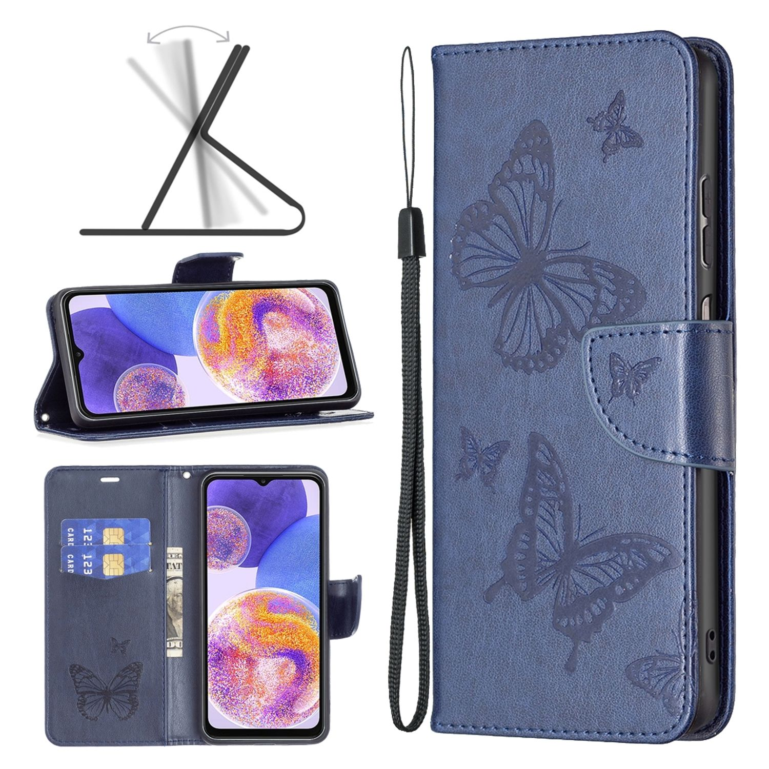 Samsung, Blau Bookcover, Book KÖNIG DESIGN A23, Galaxy Case,