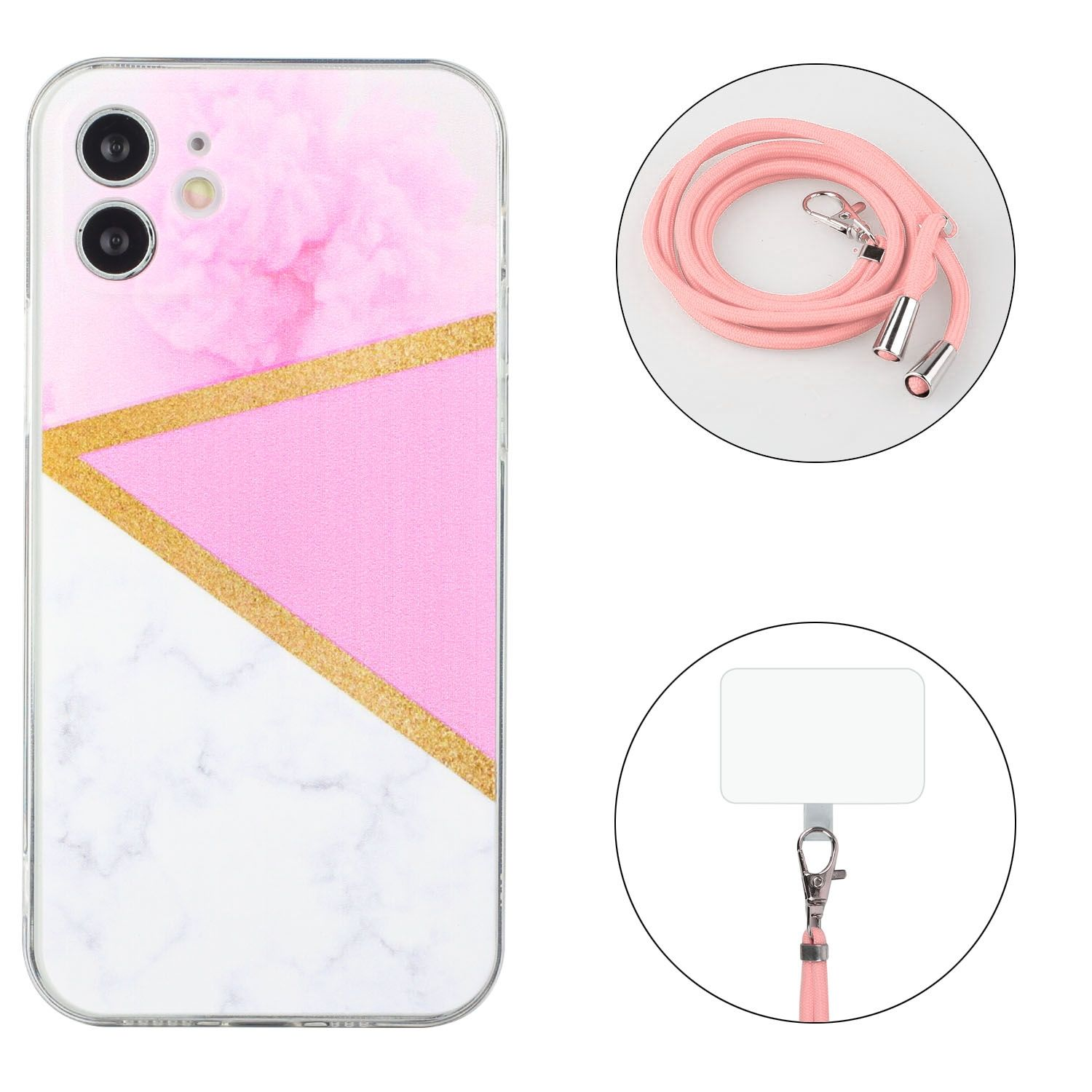 KÖNIG DESIGN Case, Umhängetasche, Rosa iPhone Apple, 12, Marmor