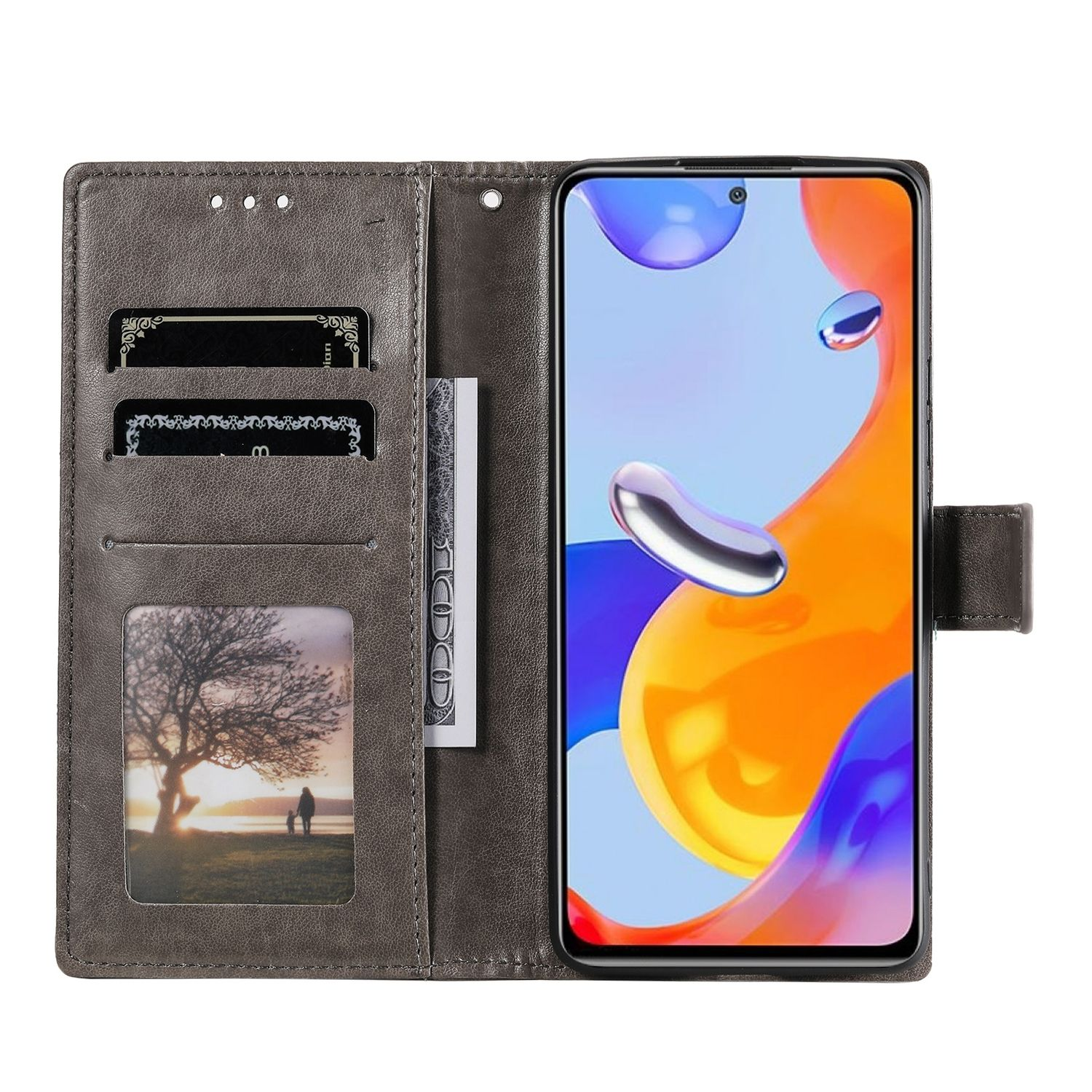 / Case, Bookcover, 11 DESIGN Note Pro Note Book KÖNIG Redmi 5G, Pro+ Grau Xiaomi, 11