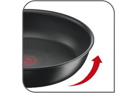 Sartén  Tefal Jordi Cruz G25505, Multiuso, Diámetro 26 cm, Revestimiento  Titanium Antirayaduras, Tecnología Thermo-Signal, Aluminio, Negro