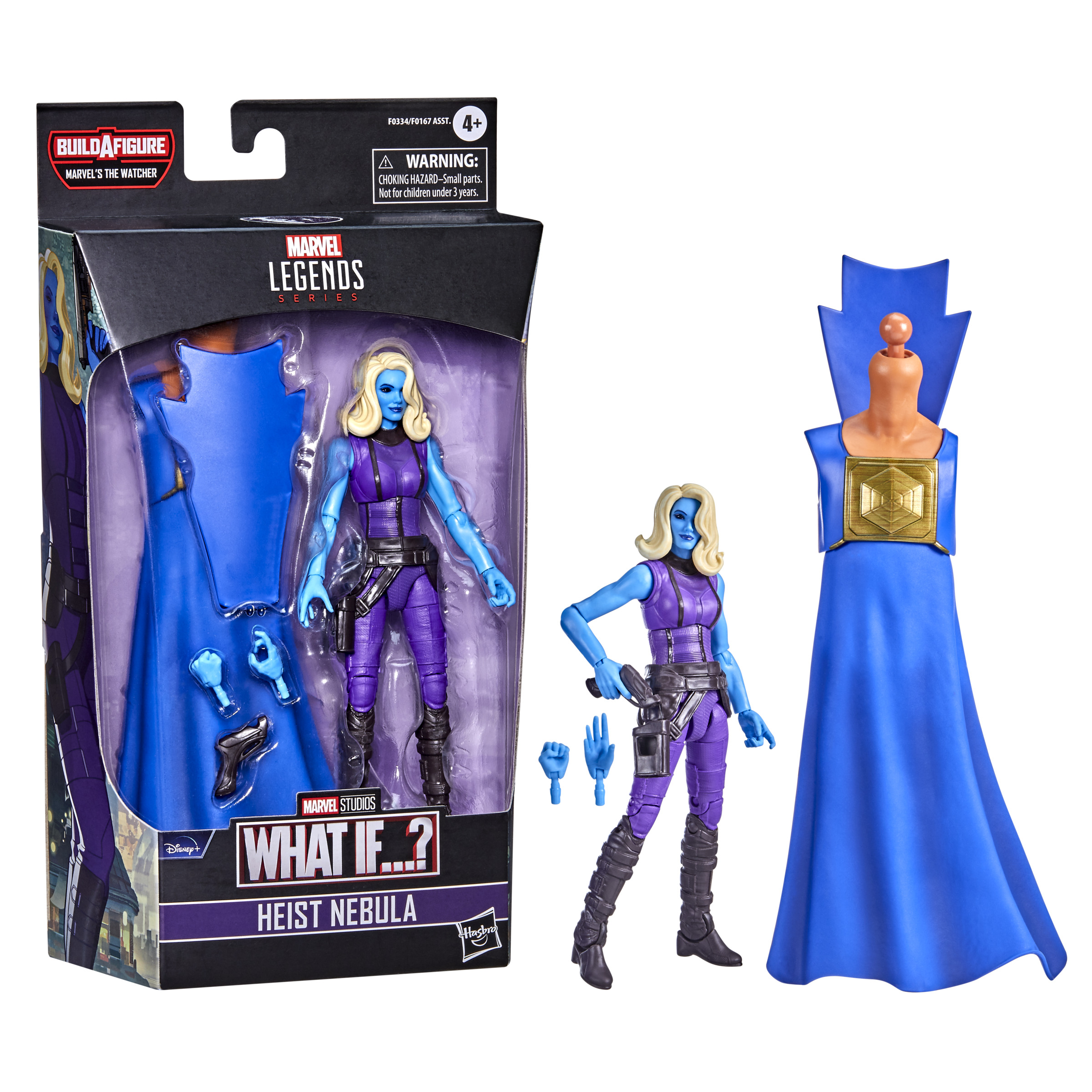 Set de figuras de acción Marvel Legends de Heist Nebula con accesorios.