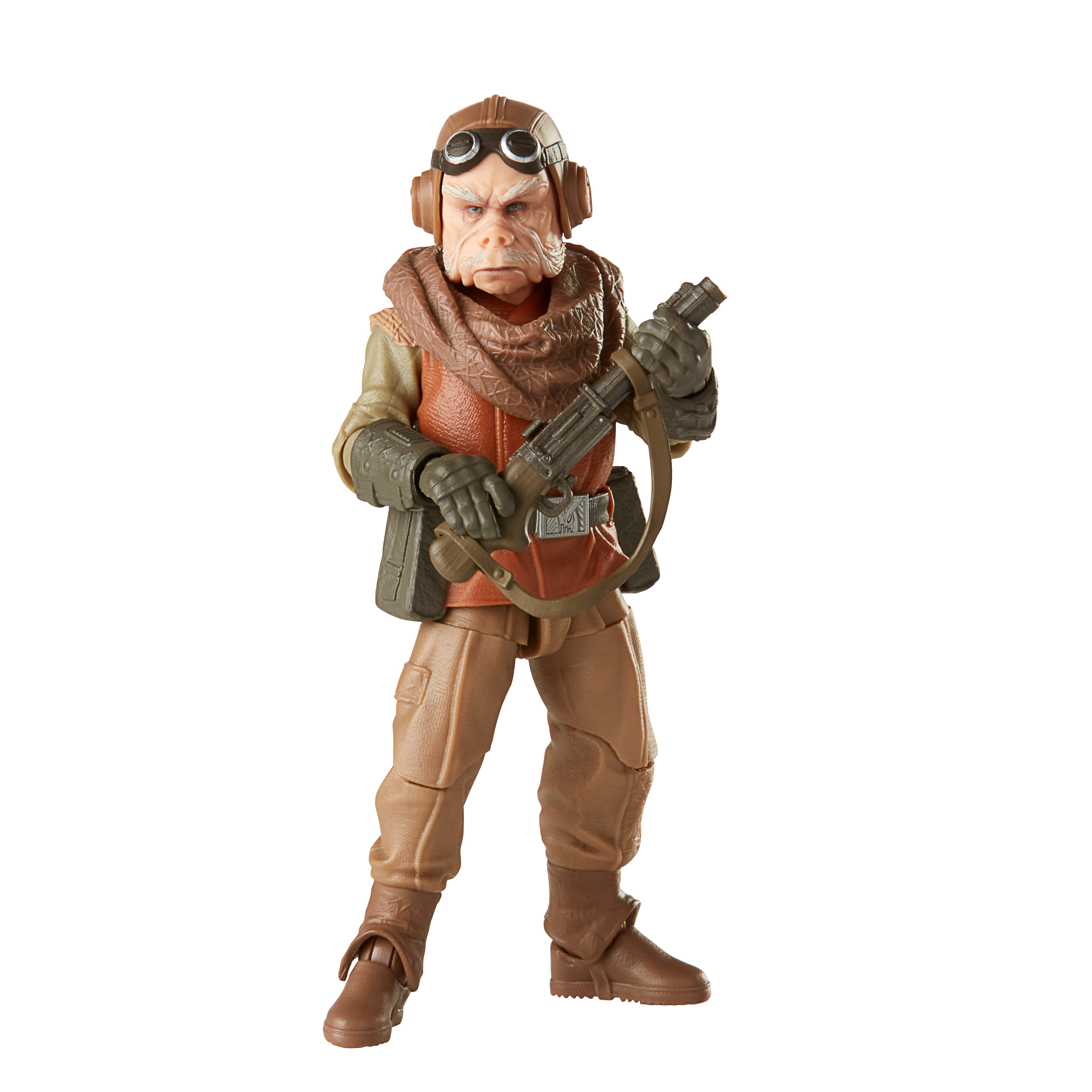 Star Wars Actionfigur. Braun gekleideter Alien mit Blaster.