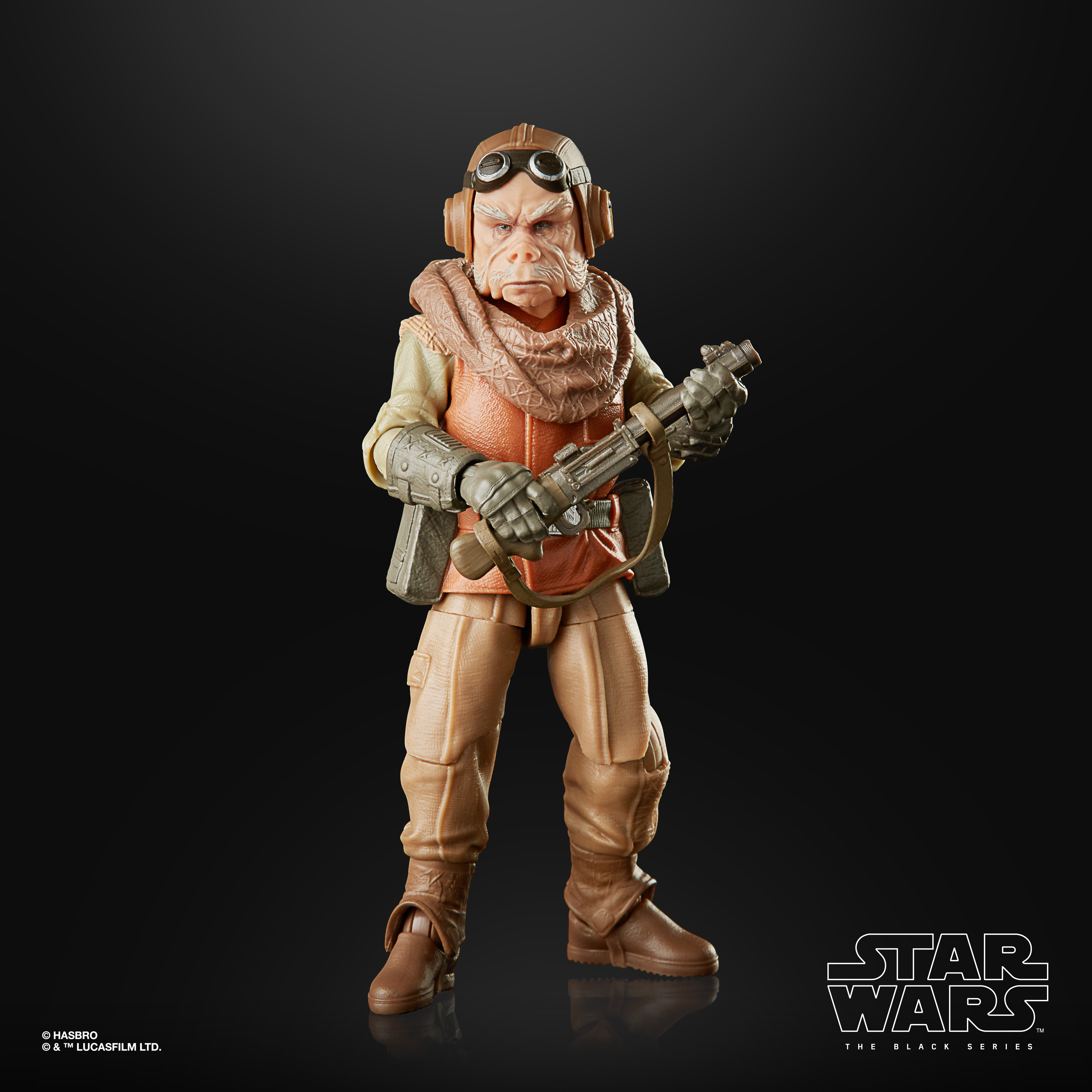 Star Wars Figur: Alien mit Brille und Gewehr.