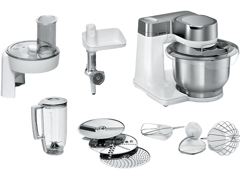 BOSCH MUM S2 EW30 Küchenmaschine Weiß (Rührschüsselkapazität: 3,8 l, 700  Watt) | MediaMarkt