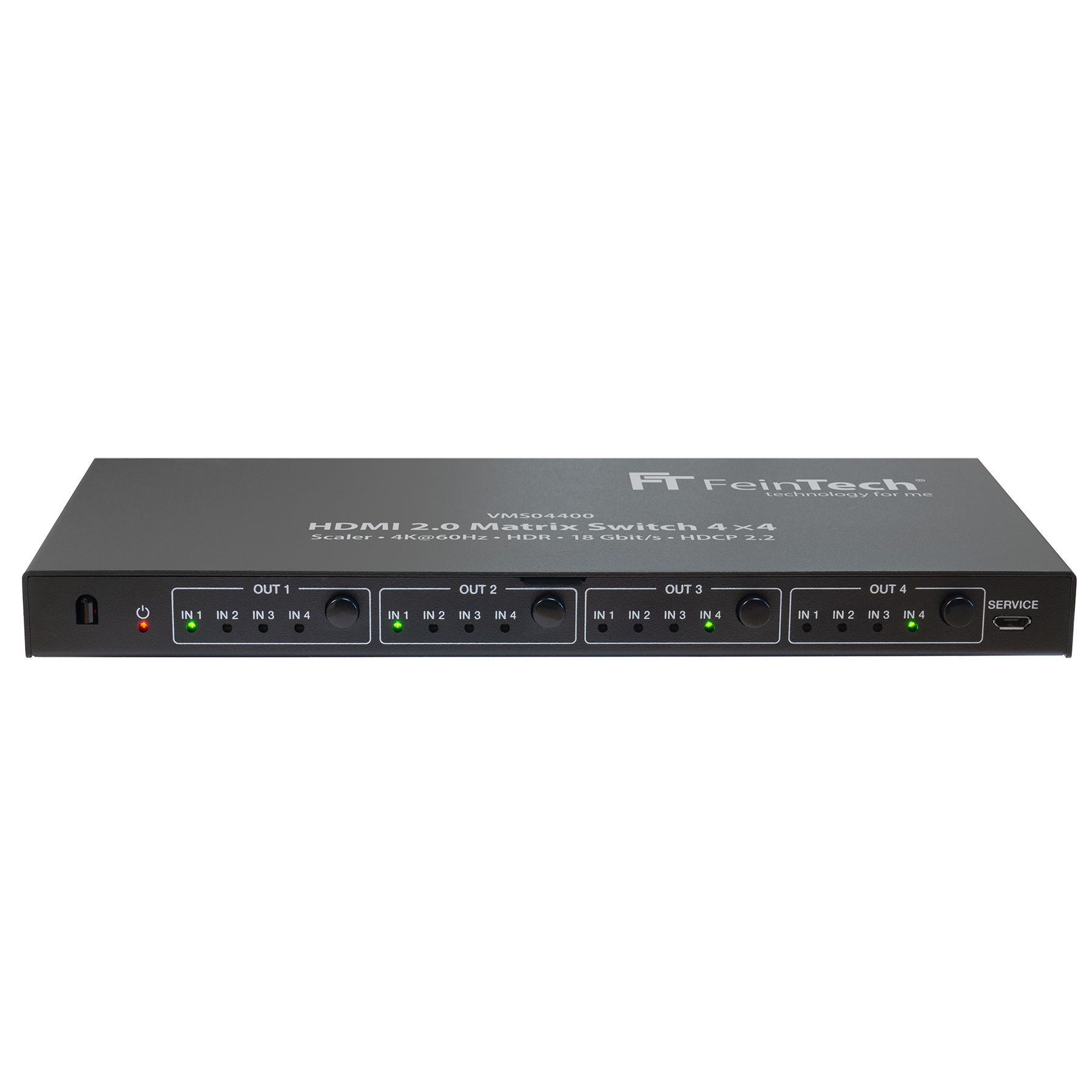 FEINTECH VMS04400 HDMI Matrix 4x4 Switch HDMI mit Scaler 2.0 Switch