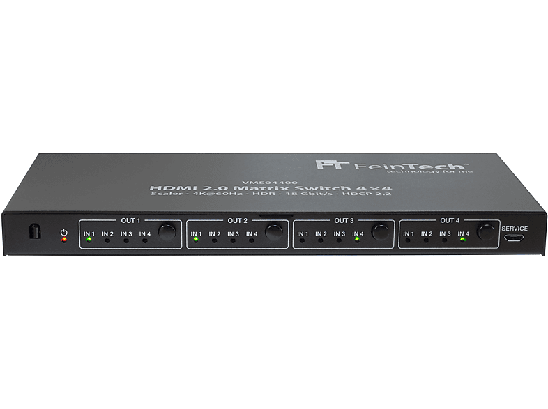 FEINTECH VMS04400 HDMI 2.0 Matrix Switch 4x4 mit Scaler HDMI Switch | HDMI Adapter