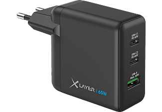 XLAYER Powercharger 65W GaN USB-C Ladegerät Universal, Schwarz