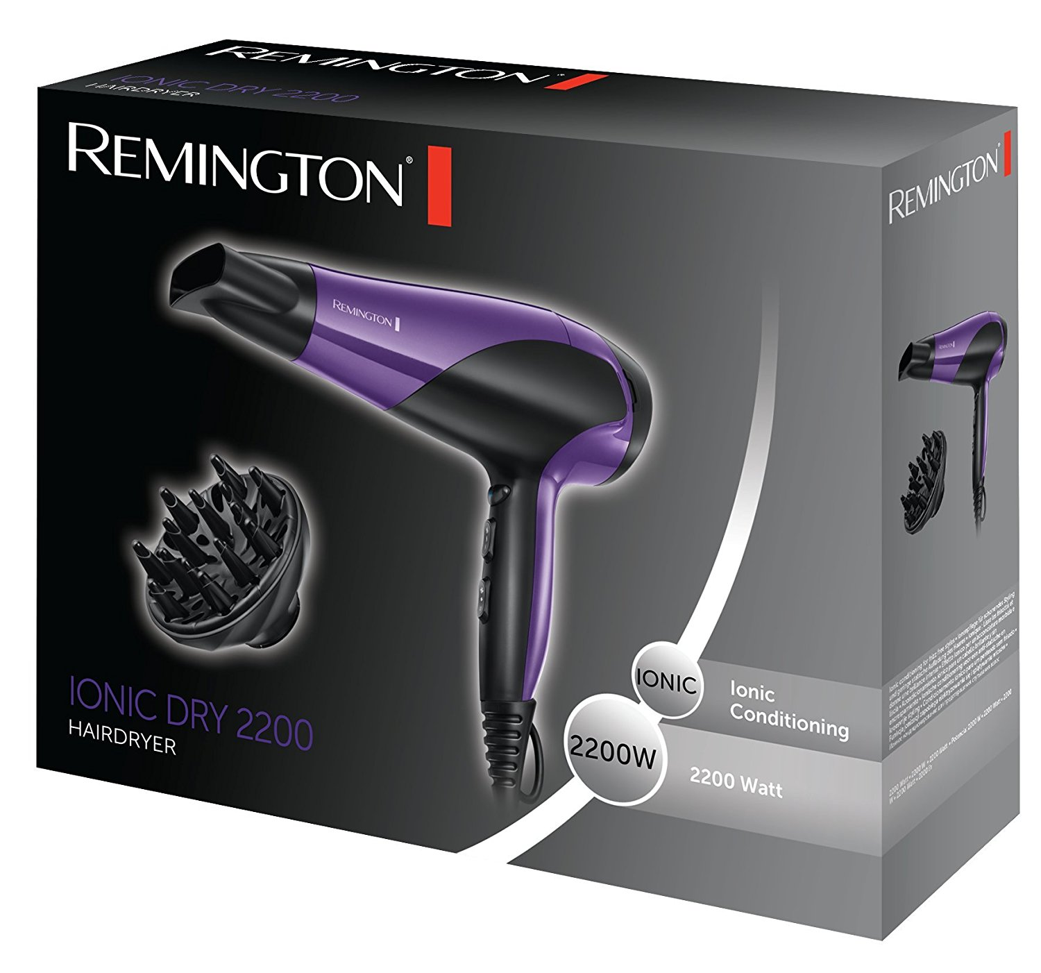 REMINGTON Ionen D3190 Haartrockner Lila (2200 Watt)