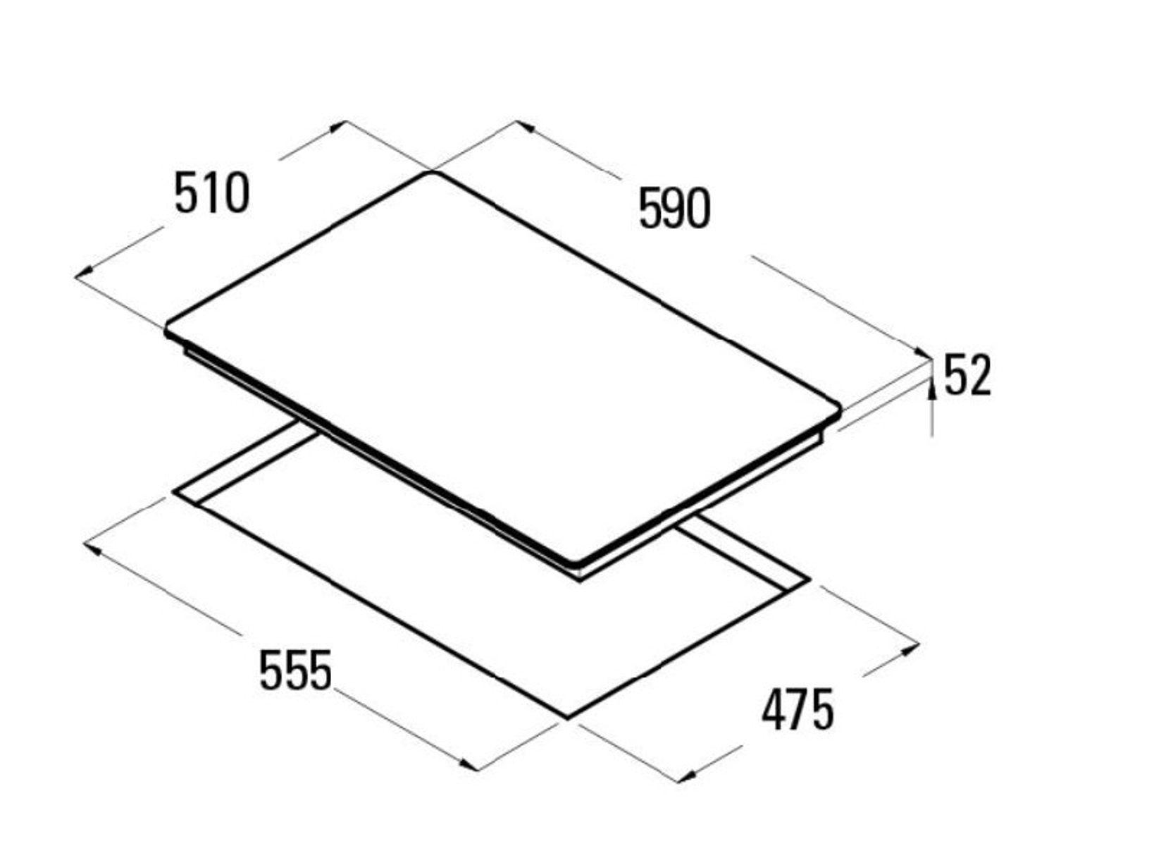 Rysunek techniczny płyty grzewczej z wymiarami.