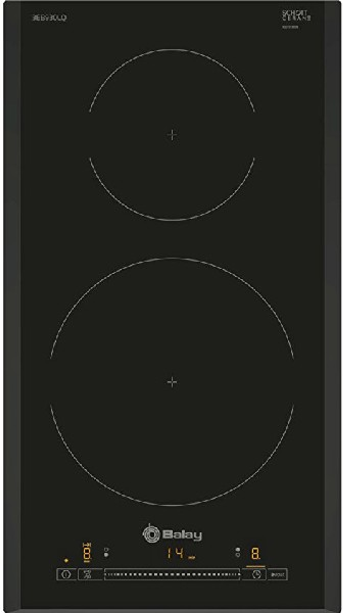 Placa de vitrocerámica - 3EB930LQ Balay, Eléctrica, 2, Negro