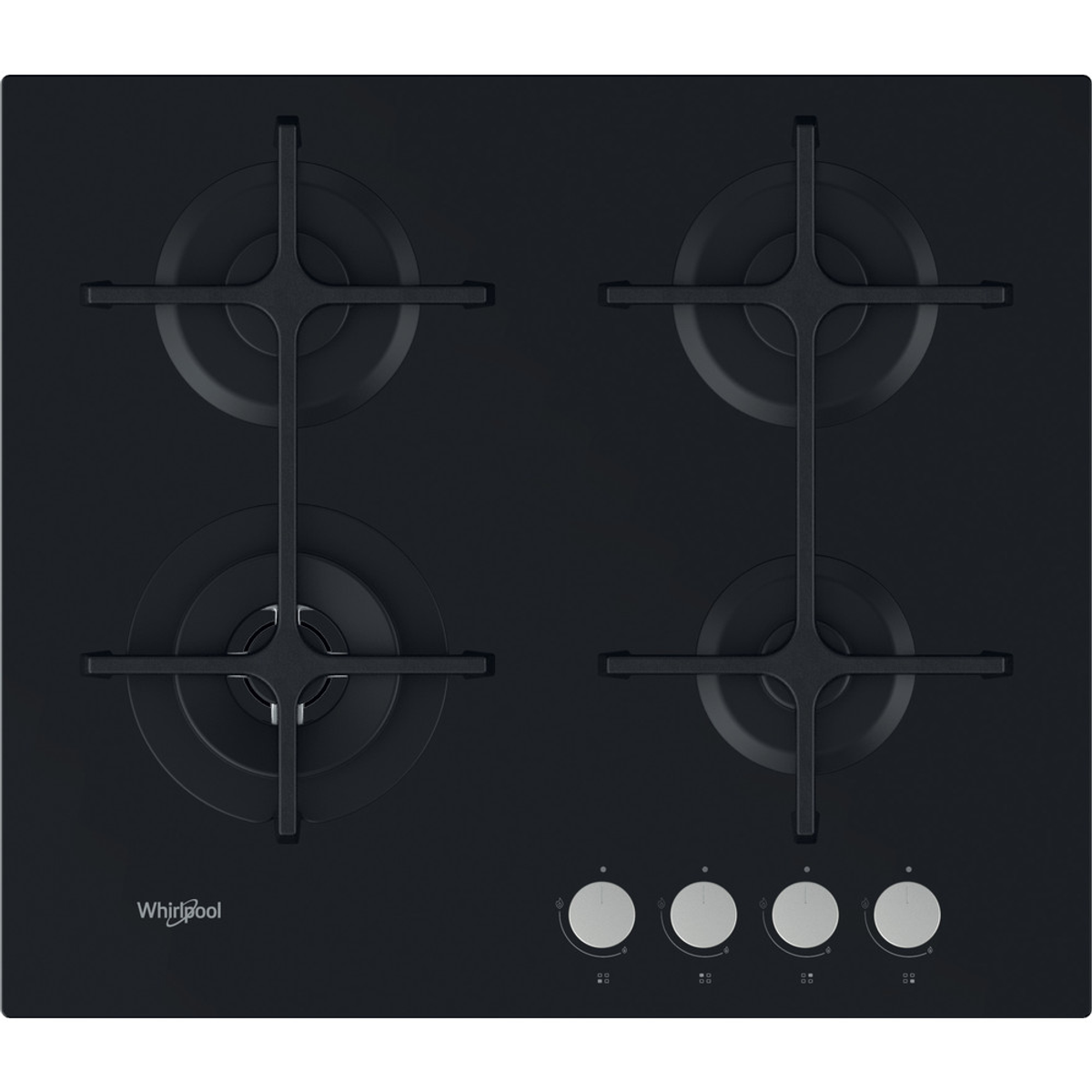 Kochfeld 60 Integriert Whirlpool 4 breit, Schwarz (59 Gas 6423/NB Fornello(i) Kochfelder) WHIRLPOOL Gaskochfeld Zone(n) cm 4 cm GOA