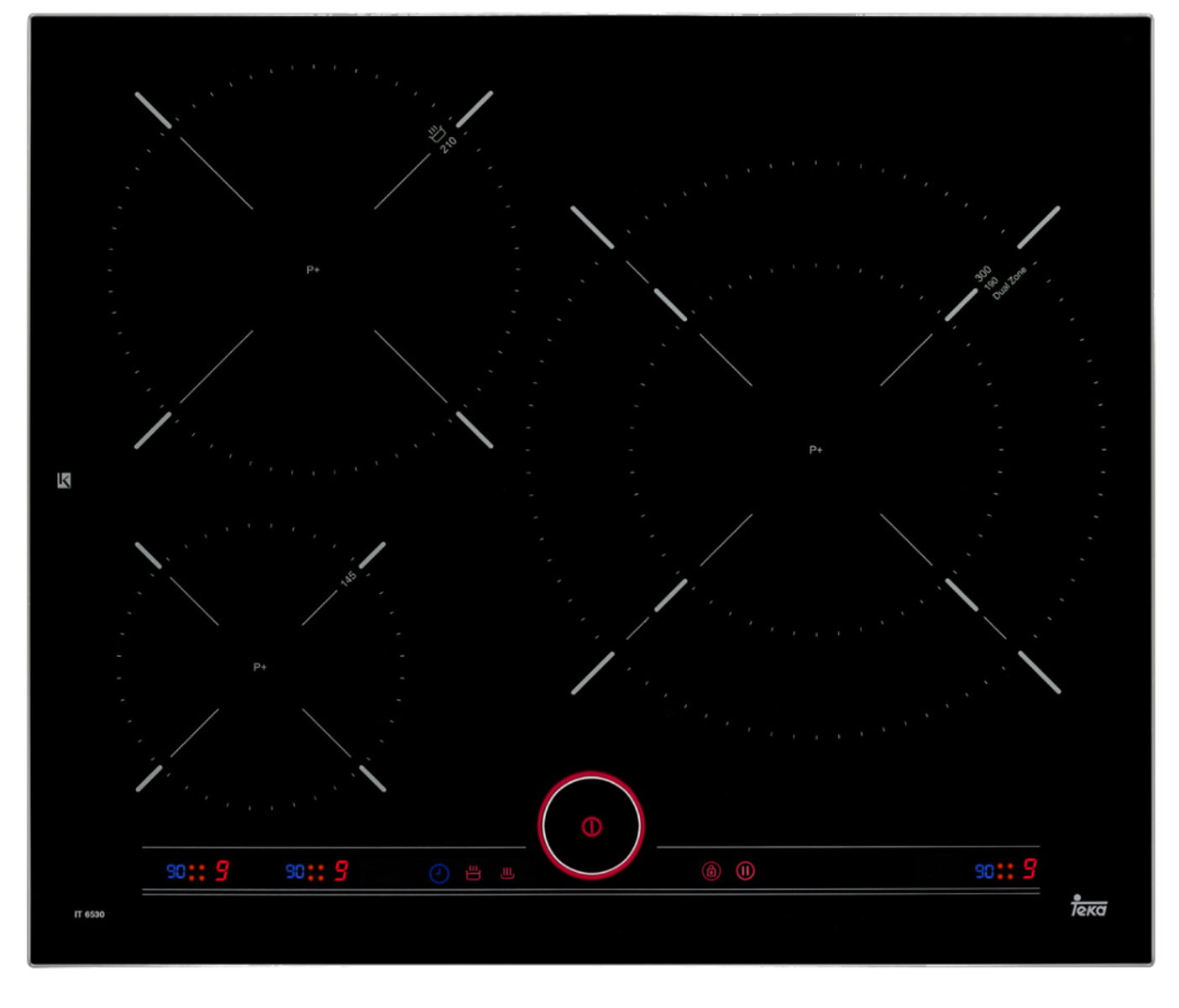 Placa de vitrocerámica - IT 6350 TEKA, Eléctrica, 3 zonas, Negro
