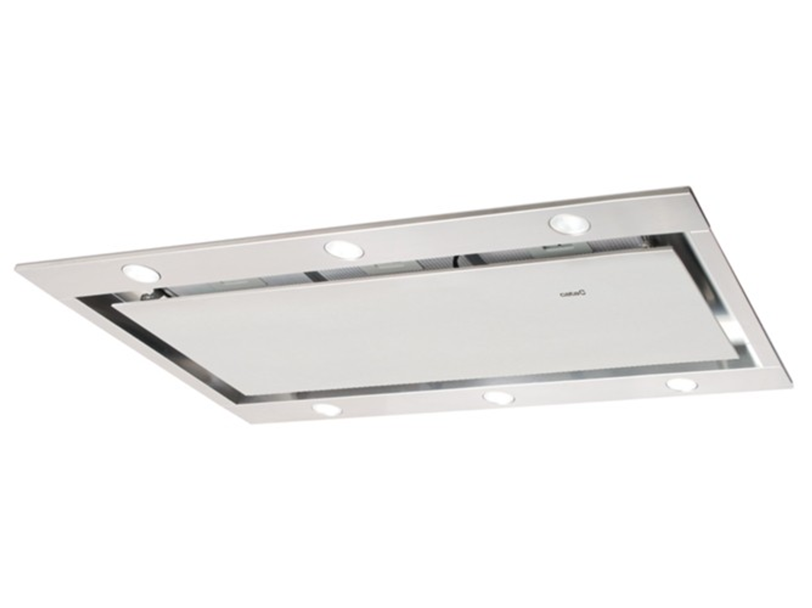 Campana Cata, forma rectangular con luces y logo.