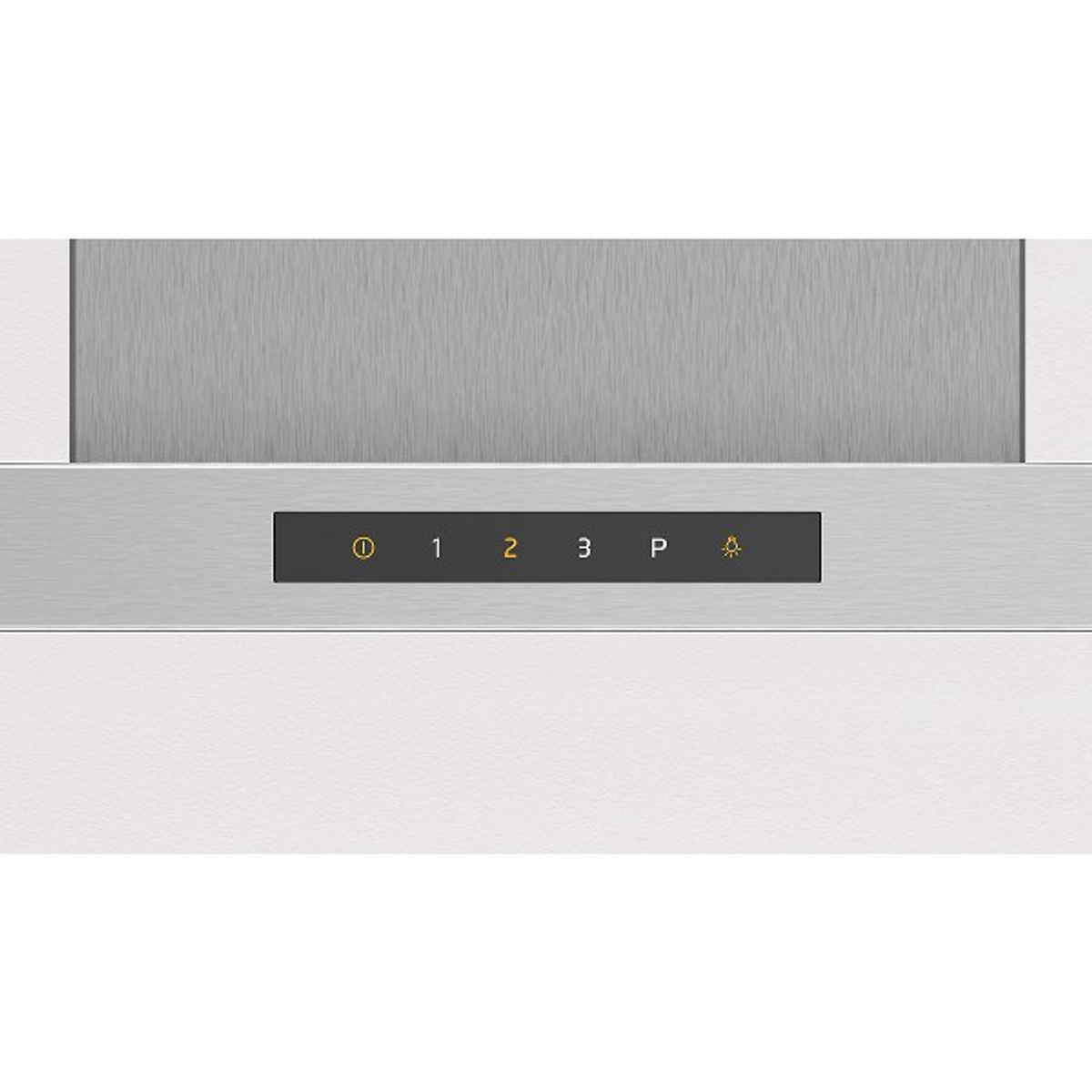 Primer plano de un panel de control con botones iluminados etiquetados con números, un icono de encendido y luz.