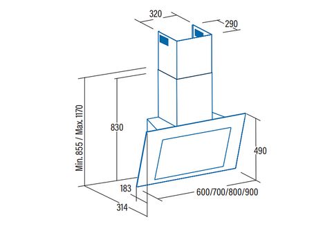 Campana extractora Cata Omega WH 700 - 70cm, 645 m3/h, 72dB, 3 Potencias,  Iluminación halógena, Blanca - ElectroCity