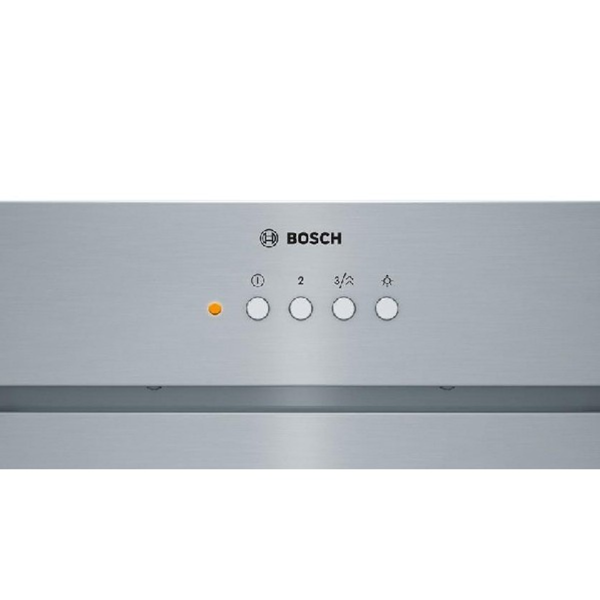 Panel de control plateado con botones y logotipo BOSCH.