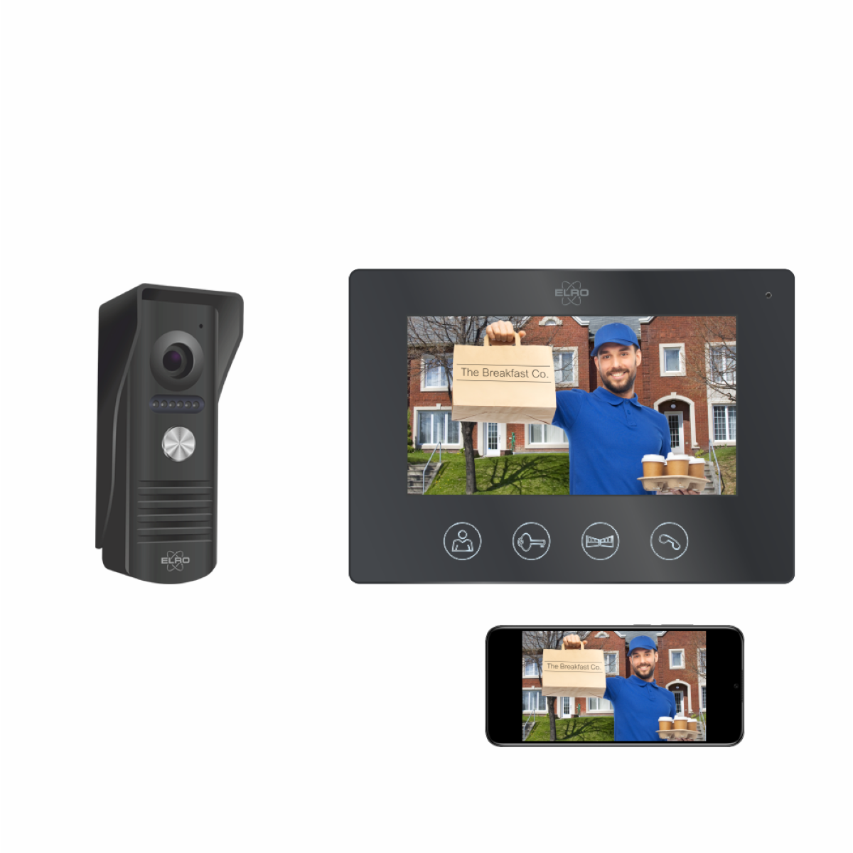 ELRO DV50 Verdrahtete Türsprechanlage App, und Monitor mit Schwarz