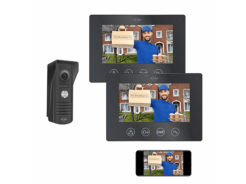 ELRO DV50 Verdrahtete Schwarz Türsprechanlage und App, Monitor mit