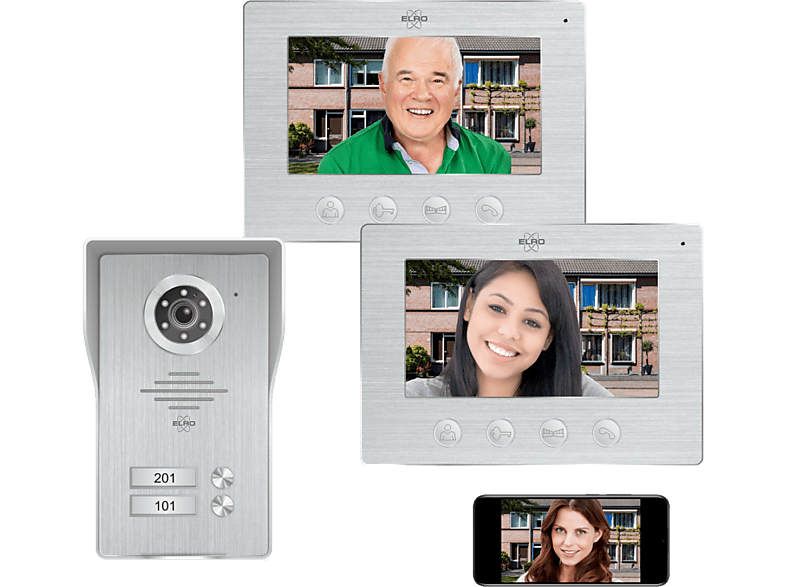 ELRO DV477IP2 Verdrahtete Gebürstetes App, und Aluminium Monitor Türsprechanlage mit