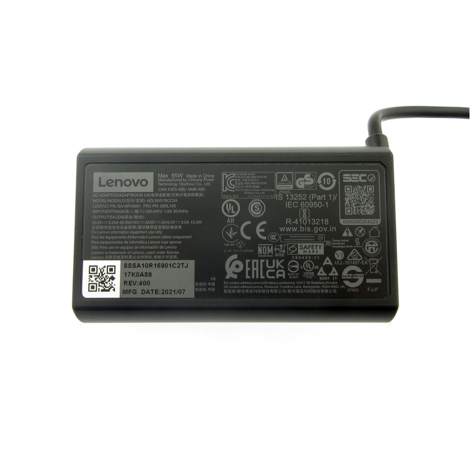 Watt abgerundetes USB-C 02DL151 Netzteil Original LENOVO 65