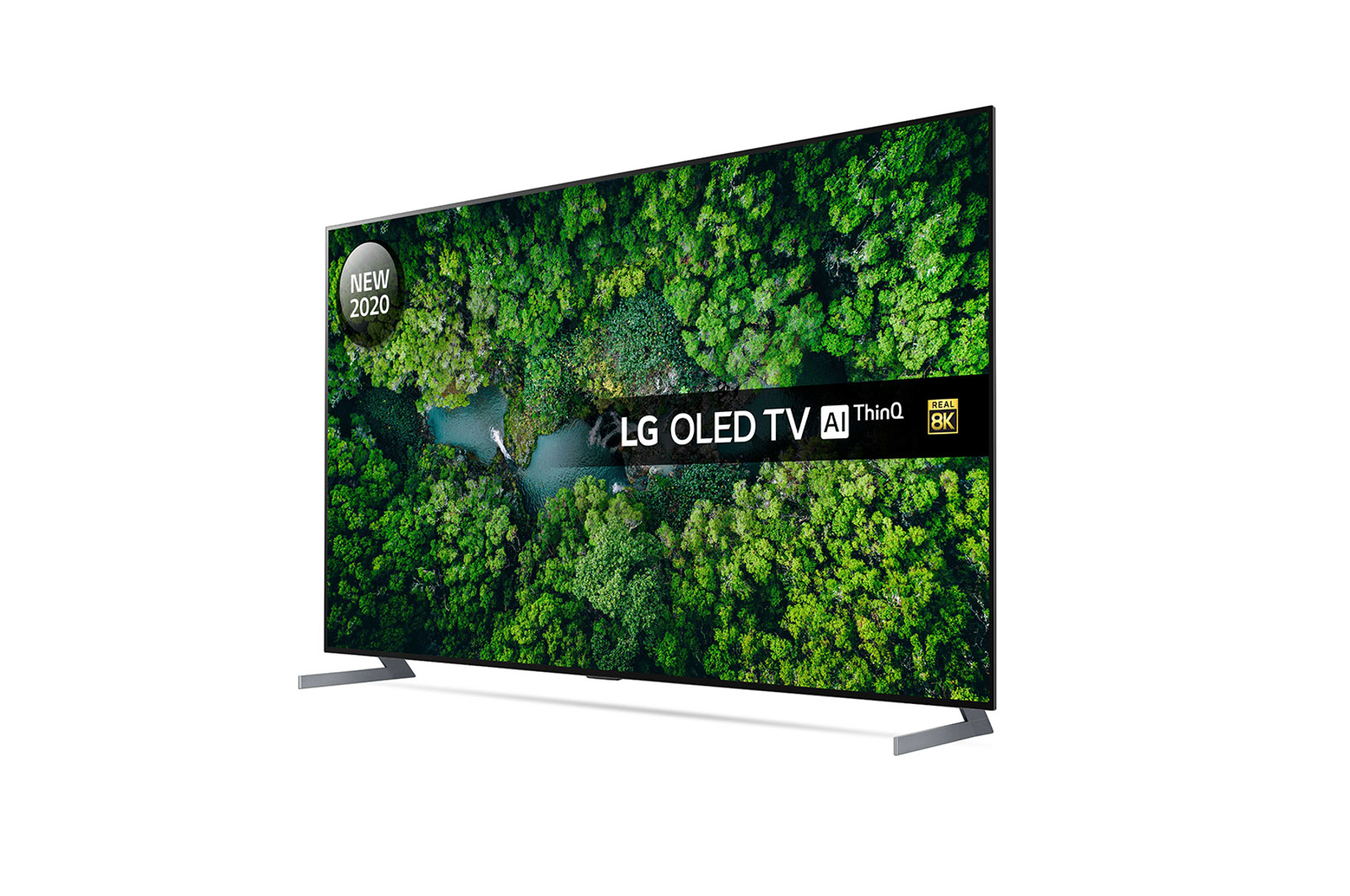 LG OLED TV, 2020. Lo schermo mostra una foresta verde.