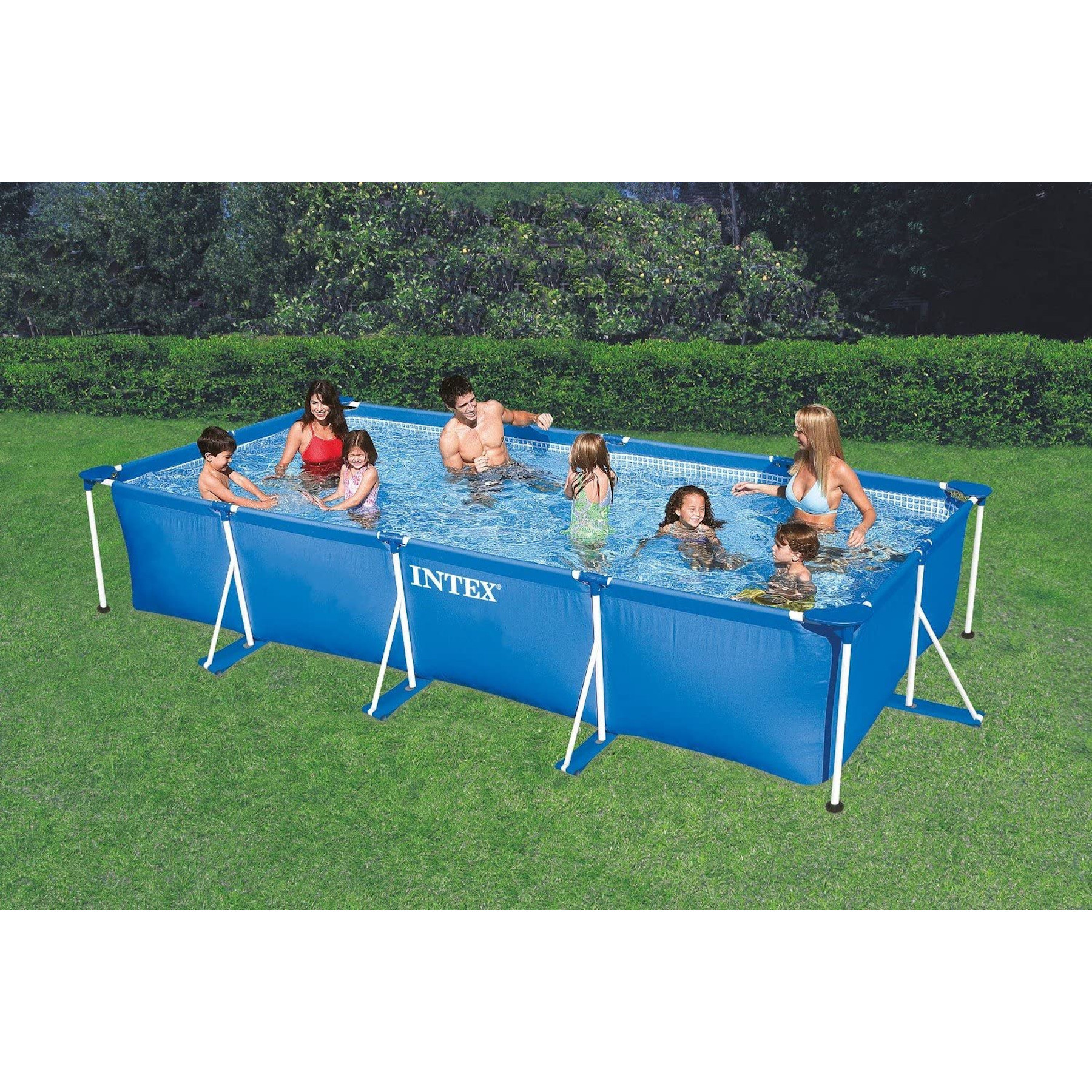INTEX Frame Pool Set rechteckig (450x220x84cm) blau Pool