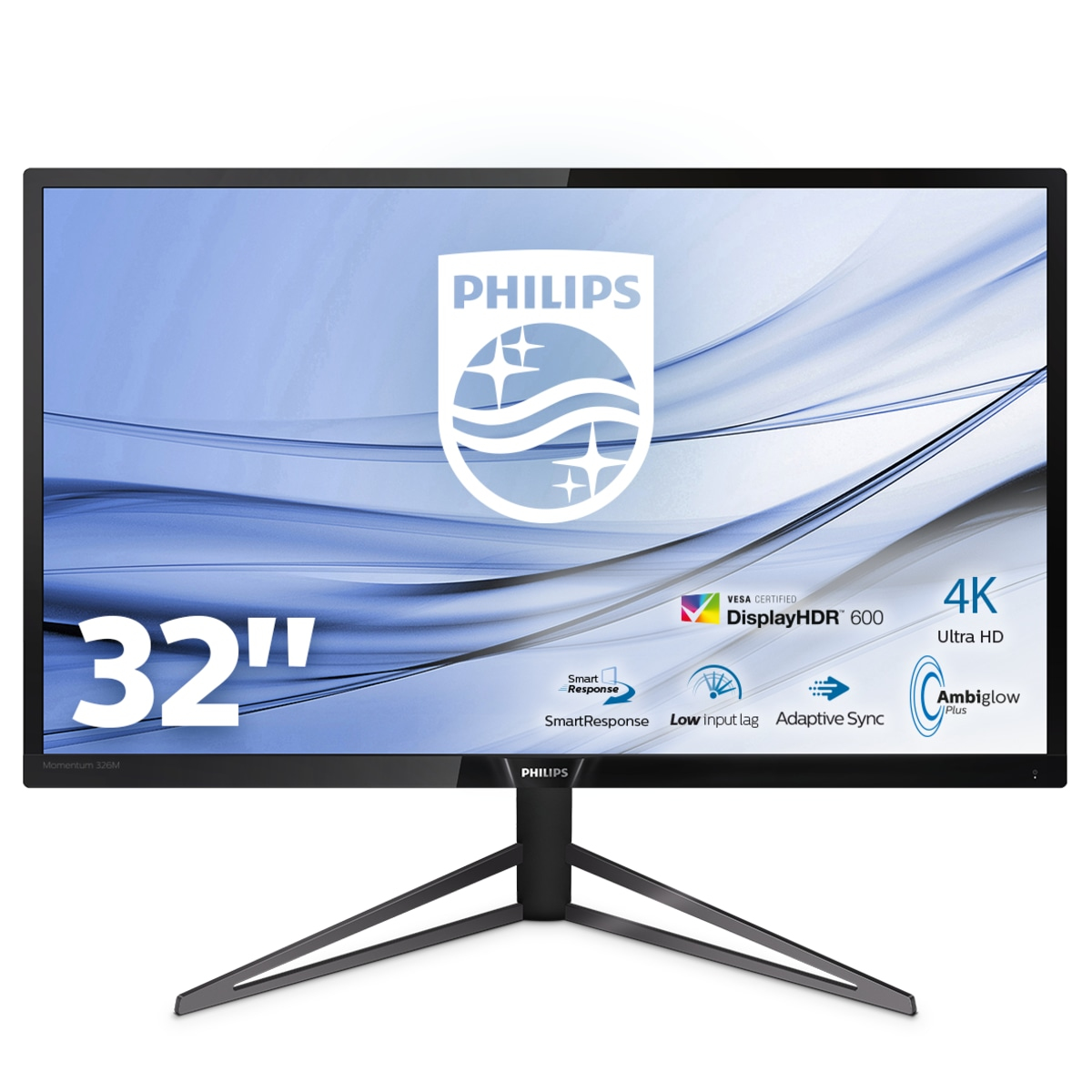 Monitor gaming - 8712581757540 PHILIPS, 32 ", UHD 4K, 4 ms, HDMI 2.0 x 3 / DisplayPort 1,4 x 1 / Entrada de audio de PC / Salida de auriculares / 4 USB 3.0 (2 W/carga rápida), Negro